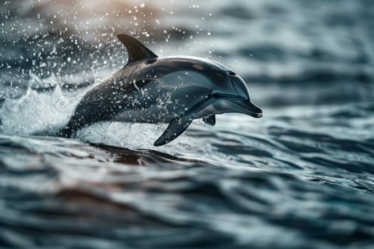 a dolphin is jumping out of the water . generative ai.