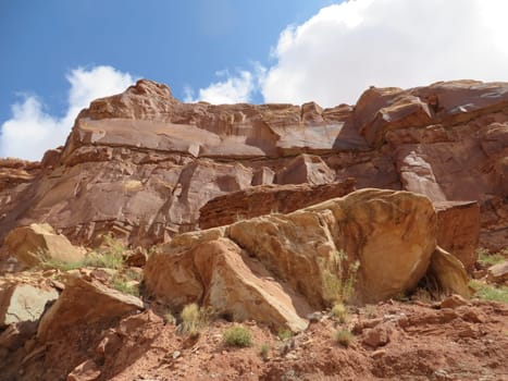 Steep Red Rock Cliffs, Scenic Utah Desert Landscape. High quality photo