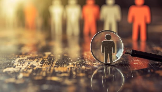 Magnifying Glass Focusing on a Human Figure