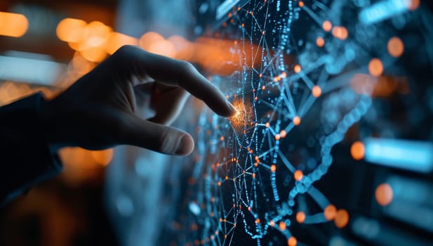 hand interacting with a virtual technology interface