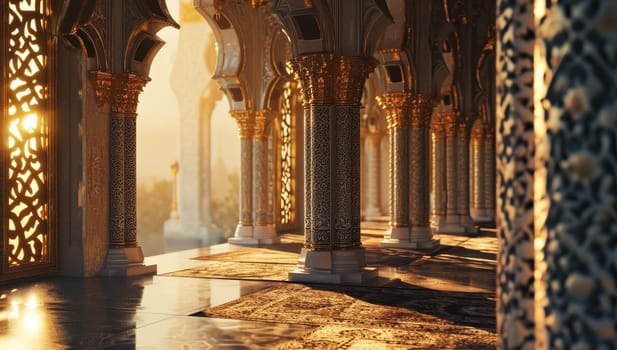 Golden Hour Inside Ornate Mosque