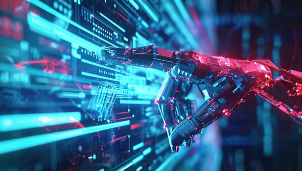 Robot hand interacting with digital interface