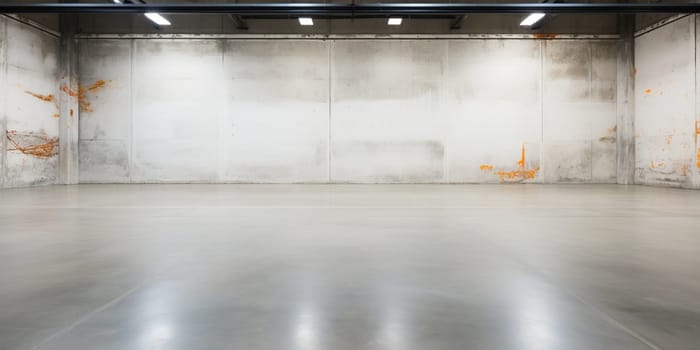 Empty warehouse with concrete wall and floor, abstract background