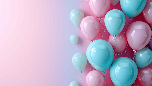 pastel pink and blue balloons on pink background