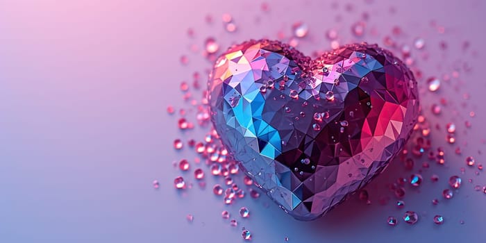 Sparkling Crystal Heart on Gradient Background