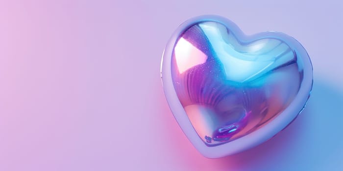 Iridescent Heart on Gradient Background