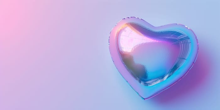 Iridescent Heart Balloon on a Gradient Background