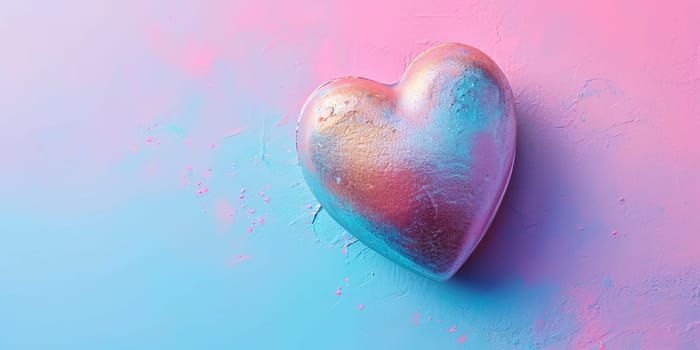 Valentine's day background. Iridescent Heart on a Vibrant Background