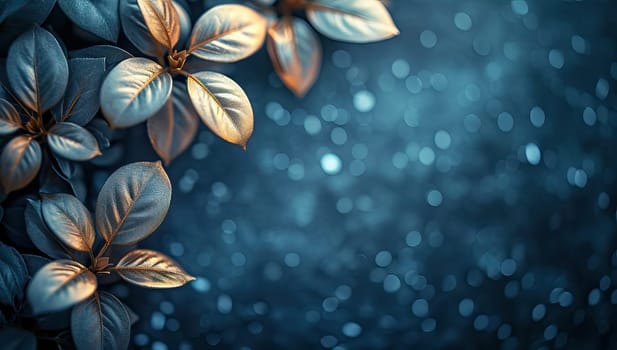 Golden Leaves and Blue Background