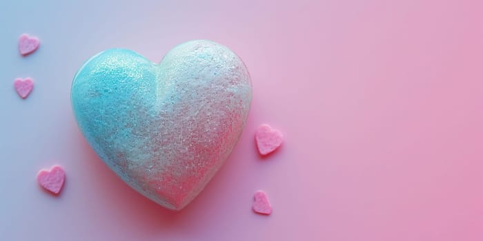 Valentine's day background with hearts on pink and blue background