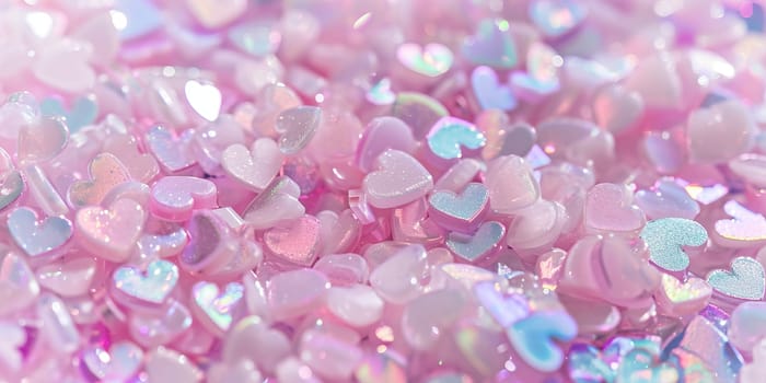 Pink and blue hearts confetti background. Valentine's Day background.