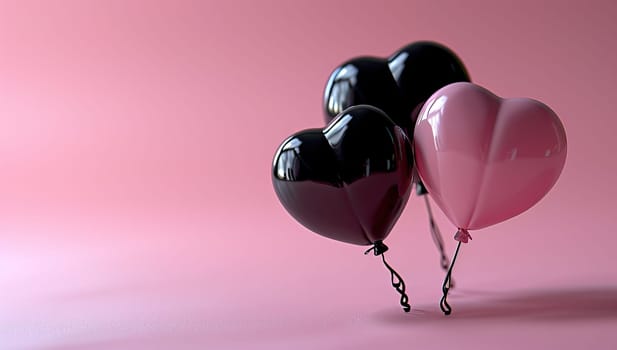 Heart Shaped Balloons on Pink Background