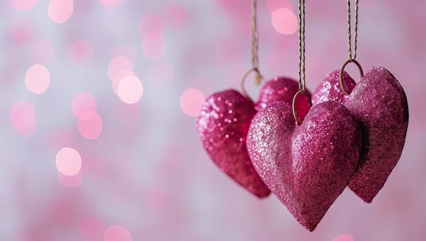 Valentine's day background with hearts on bokeh background