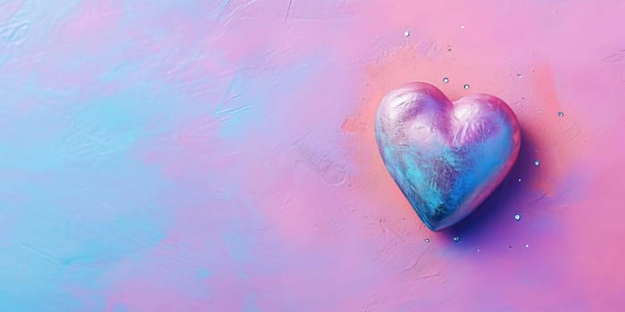 Iridescent Heart on Gradient Background