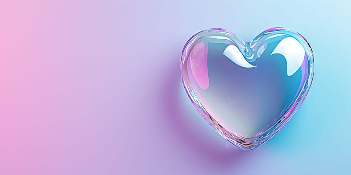 a pink Crystal heart on a blue and pink background
