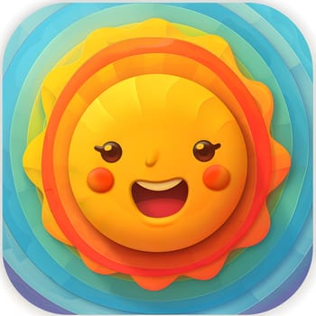 A happy sun smiling brightly is depicted on this app icon. The design is reminiscent of a cartoon toy, with vibrant colors and a fun, playful vibe. Perfect for adding some sunshine to your screen