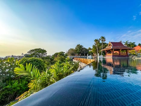 View of resort in Cape Panwa beach in Phuket, Thailand, south east asia