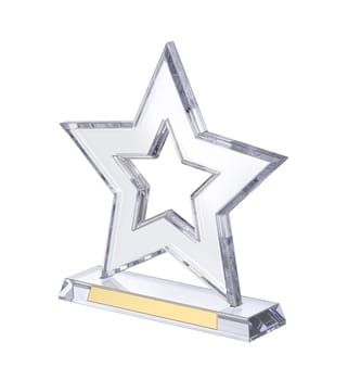 Award trophy with crystal star, isolated on white background