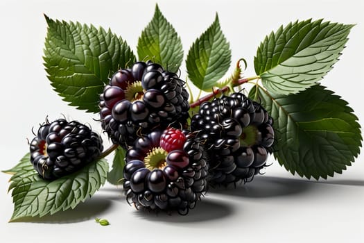 berries fresh ripe black blackberries, isolated on white background .