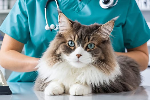 Cat embracing the friendly veterinarian embodies care and love for animals, creating a warm atmosphere during events like Veterinarian Day