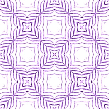 Medallion seamless pattern. Purple outstanding boho chic summer design. Watercolor medallion seamless border. Textile ready awesome print, swimwear fabric, wallpaper, wrapping.