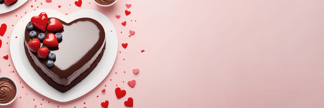 Heart-shaped chocolate cake for Valentine's Day