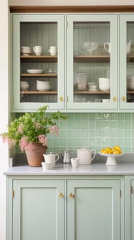 Mint cottage kitchen interior design, home decor and house improvement, English in frame kitchen cabinets in a country house interiors