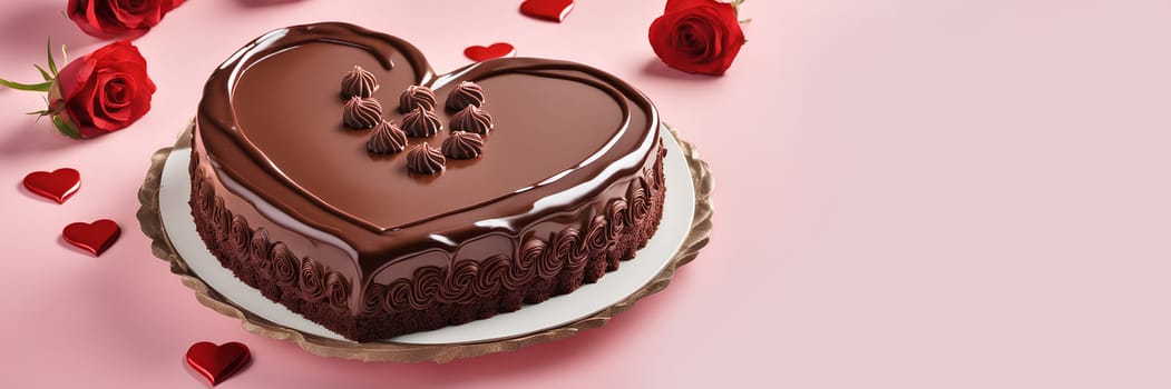 Heart-shaped chocolate cake for Valentine's Day