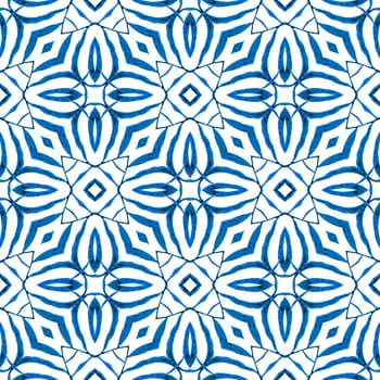 Chevron watercolor pattern. Blue juicy boho chic summer design. Green geometric chevron watercolor border. Textile ready brilliant print, swimwear fabric, wallpaper, wrapping.