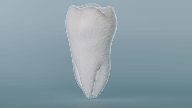 A 3D rendering of a tooth surrounded by a symbolic protective mesh, representing a shield for the tooth.
