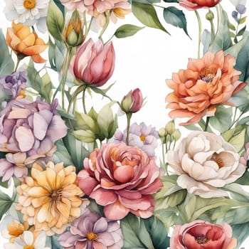 Abstract background of watercolor flowers, pink and beige colors