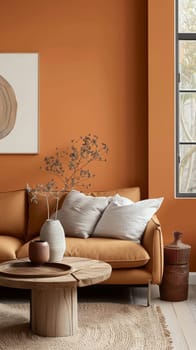 Warm tones envelop the modern living space. Sleek design meets comfort here