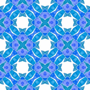 Tropical seamless pattern. Blue modern boho chic summer design. Hand drawn tropical seamless border. Textile ready imaginative print, swimwear fabric, wallpaper, wrapping.