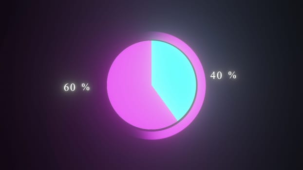 Glow Pie chart. Computer generated 3d render