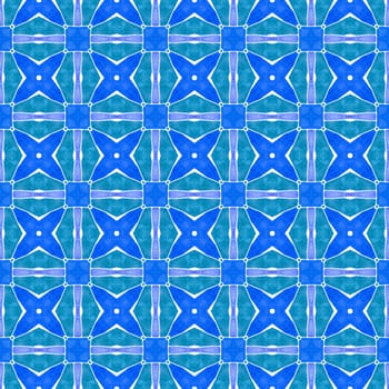 Hand painted tiled watercolor border. Blue shapely boho chic summer design. Textile ready magnetic print, swimwear fabric, wallpaper, wrapping. Tiled watercolor background.