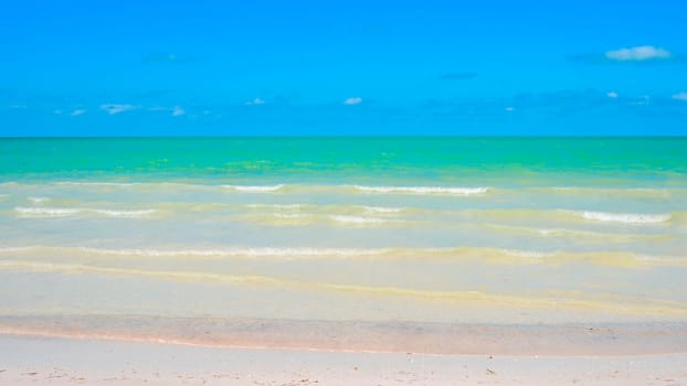 Summer background white sand beach and turquoise water. High quality photo