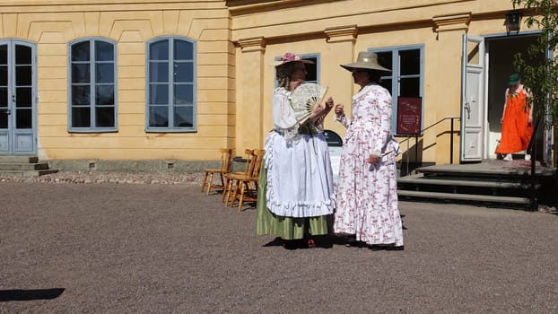 Uppsala, Sweden, May 18, 2024. A day at the Linnaeus Garden Party. 1700s theme. Entrance.