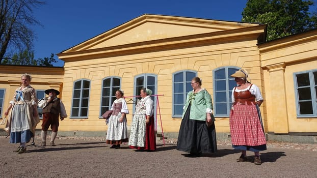 Uppsala, Sweden, May 18, 2024. A day at the Linnaeus Garden Party. 1700s theme. Parade.