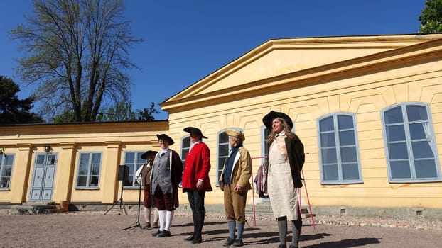 Uppsala, Sweden, May 18, 2024. A day at the Linnaeus Garden Party. 1700s theme. Parade.