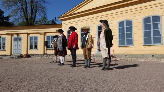 Uppsala, Sweden, May 18, 2024. A day at the Linnaeus Garden Party. 1700s theme. Parade.