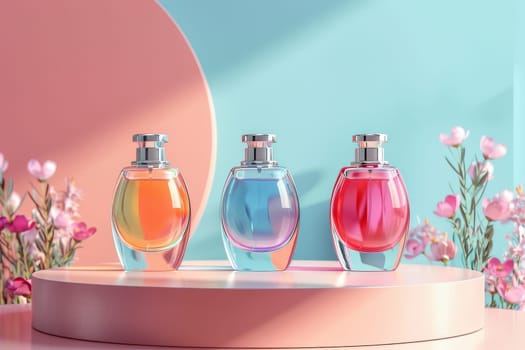 Mockup Perfume glass bottle. Element with copy space.