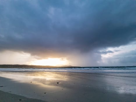 Dramatic clouds above Narin Strand, a beautiful large blue flag beach in Portnoo, County Donegal - Ireland