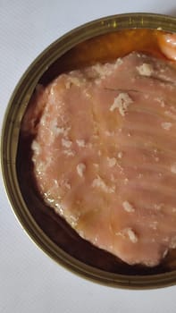 canned salmon fish, food in a jar. High quality photo