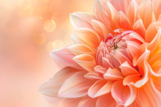 Orange dahlia flower on bokeh background in a vibrant floral display of beauty and elegance