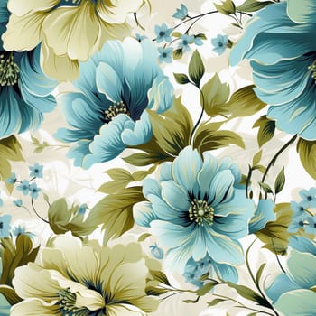 Seamless pattern tile background flowers and floral leaves plants. High quality photo