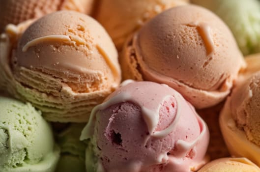 Macro texture of delicious colorful ice cream. Textured background.