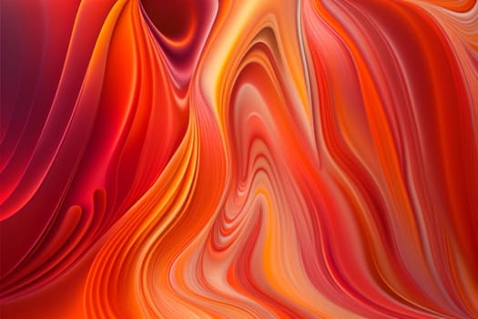 Spread-out acrylic paint. Abstract background, made in the technique of fluid art. Fashionable colorful background in warm colors. Generative AI