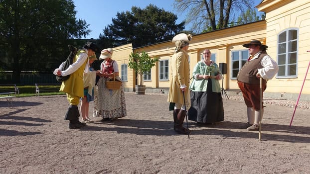 Uppsala, Sweden, May 18, 2024. A day at the Linnaeus Garden Party. 1700s theme. Relaxation.