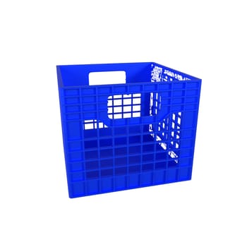 Blue Crate isolated on white background. High quality 3d illustration