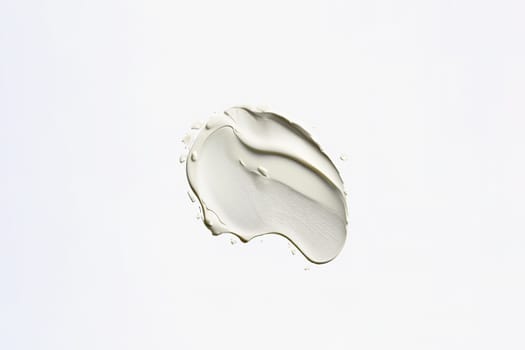 Textured smear of white cosmetic cream on an isolated white background. It can also be polyglutamic acid, hyaluronic acid or serum with ceramides, peptides, retinol molecules. The concept of beauty and health. Flat styling style with copy space. Generative AI